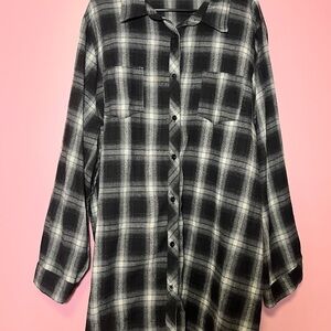 Black and White Plaid Button-Up Shirt